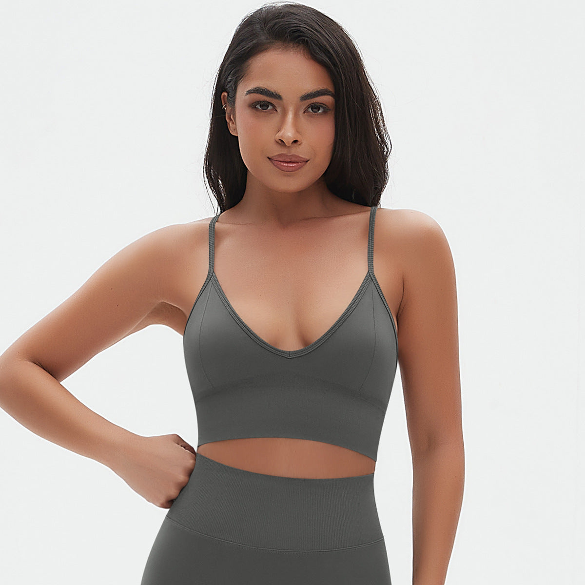 Seamless Knitted Quick Drying Yoga Vest Camisole Solid Color Beauty Back Outdoor Professional Sports Running Workout Bra