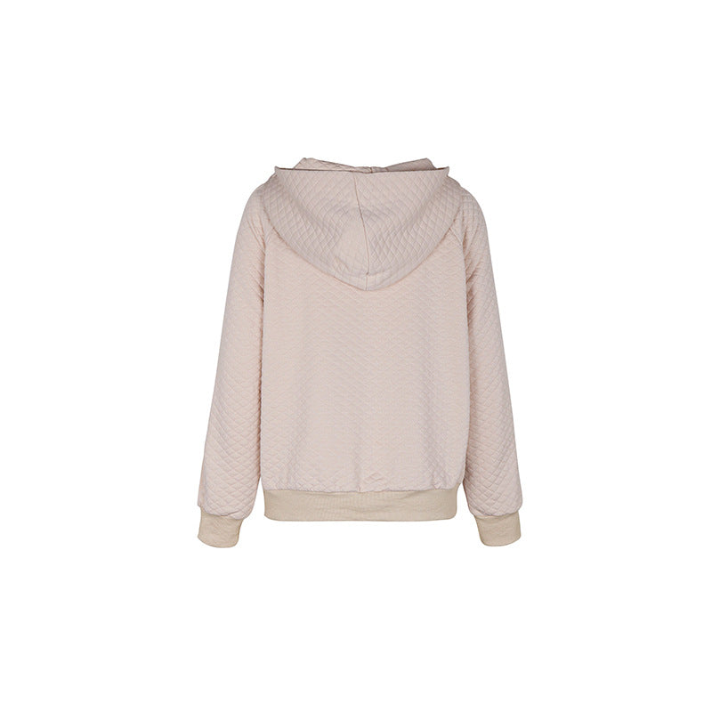Autumn Women Clothing Hooded Long Sleeve Solid Color Sweatshirt