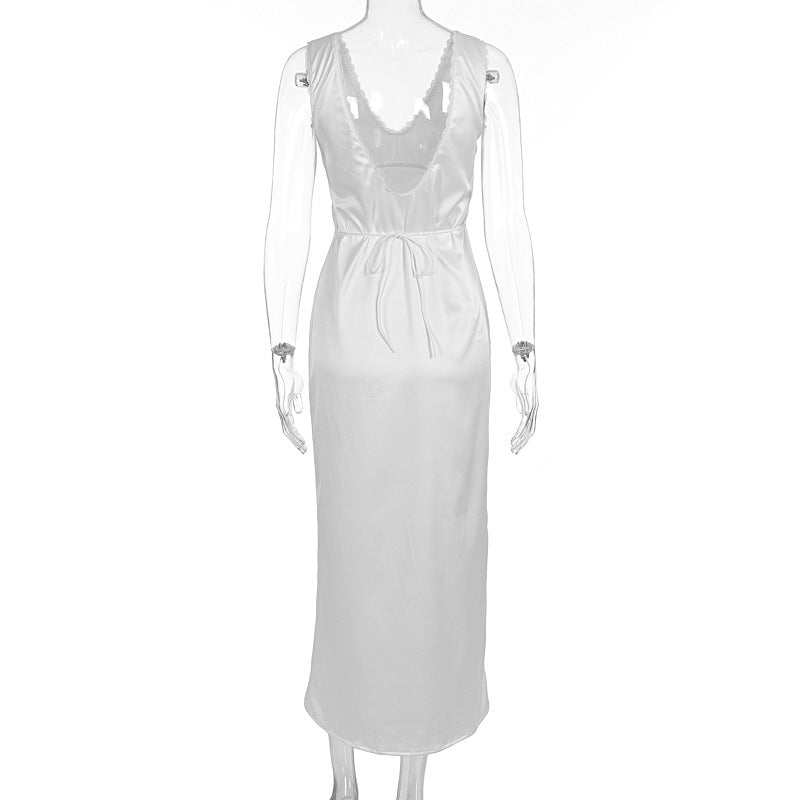 Women Clothing Summer French Entry Lux High Sense Graceful Fashionable Sleeveless Slim Dress
