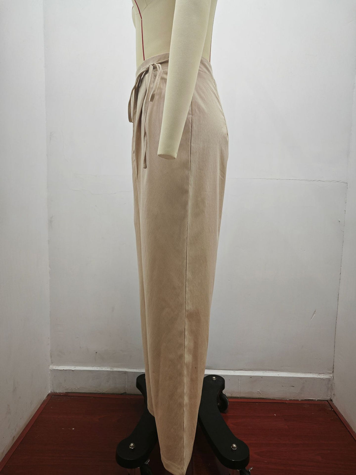 Spring Summer Draping Effect Straight Leg Pants High Waist Solid Color Lace Wide Leg Pants Women