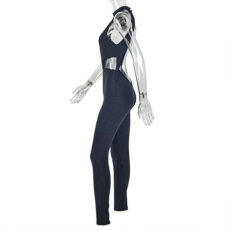 Women Clothing Hollow Out Cutout out Niche Sexy Solid Color Jumpsuit Slim Fit Thin Exercise Backless Jumpsuit