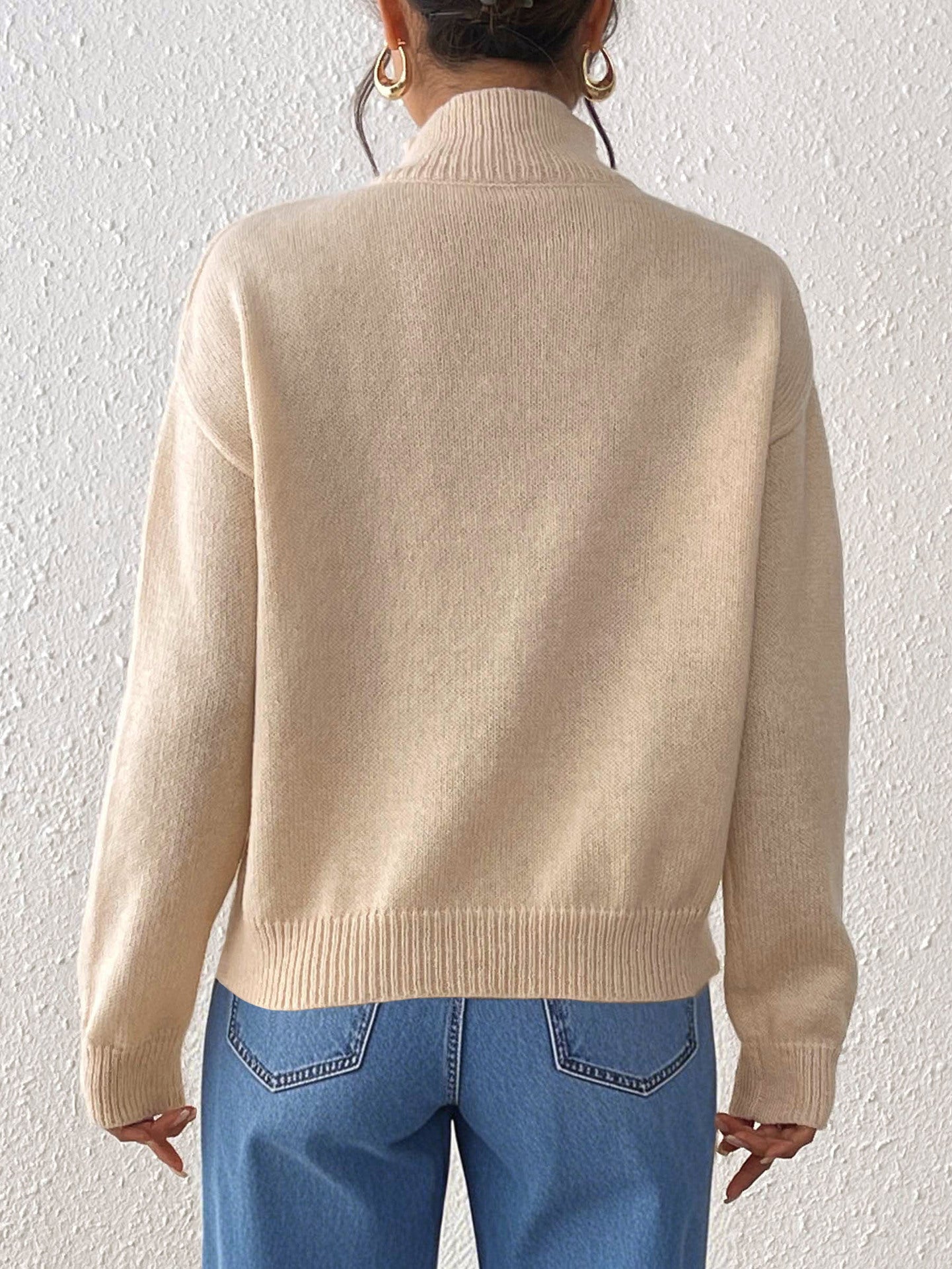 Women Clothing Personality Color Random Imitation Hand Crocheted Stitching Woven Top Pullover Sweater