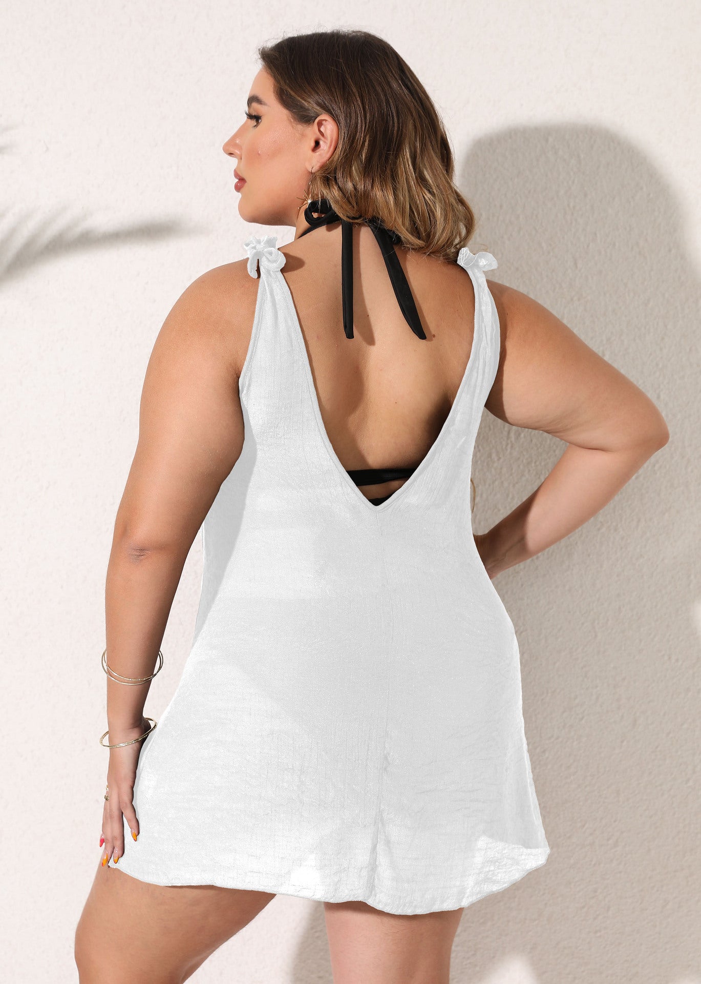 Plus Size Seaside Holiday Beach Women Clothes Bandage Vest Skirt Beach Beach Cover Up