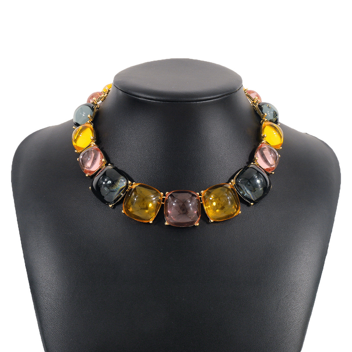 Green Yellow Purple Necklace