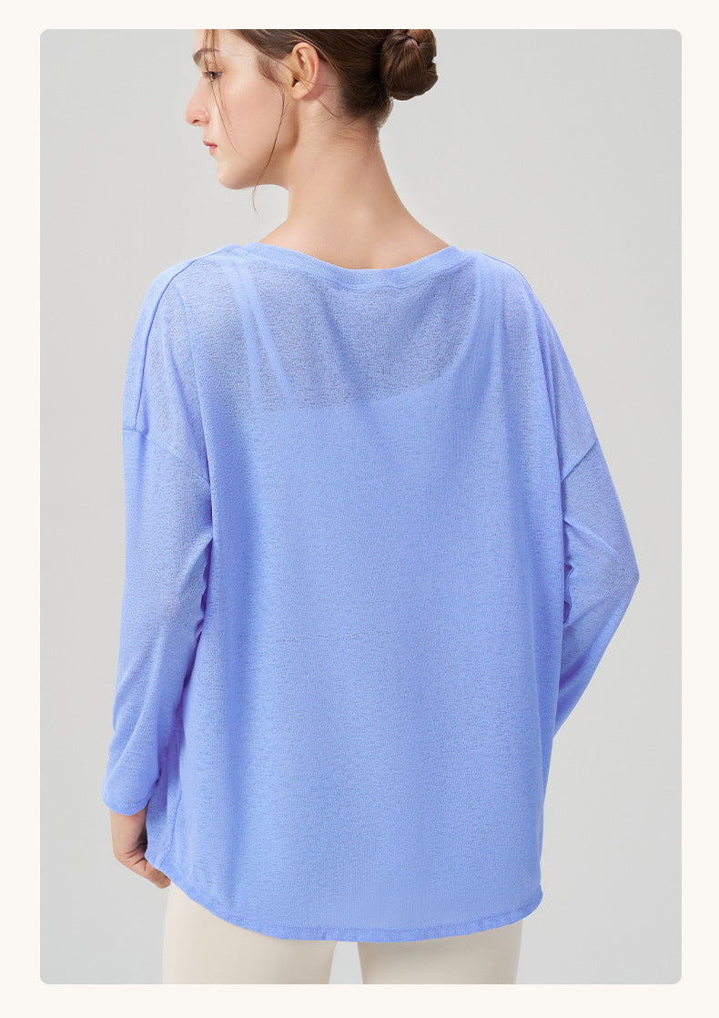 Summer Breathable Yoga Blouse Women Split Sports Fitness Top Lightweight Yoga Clothes Long Sleeve
