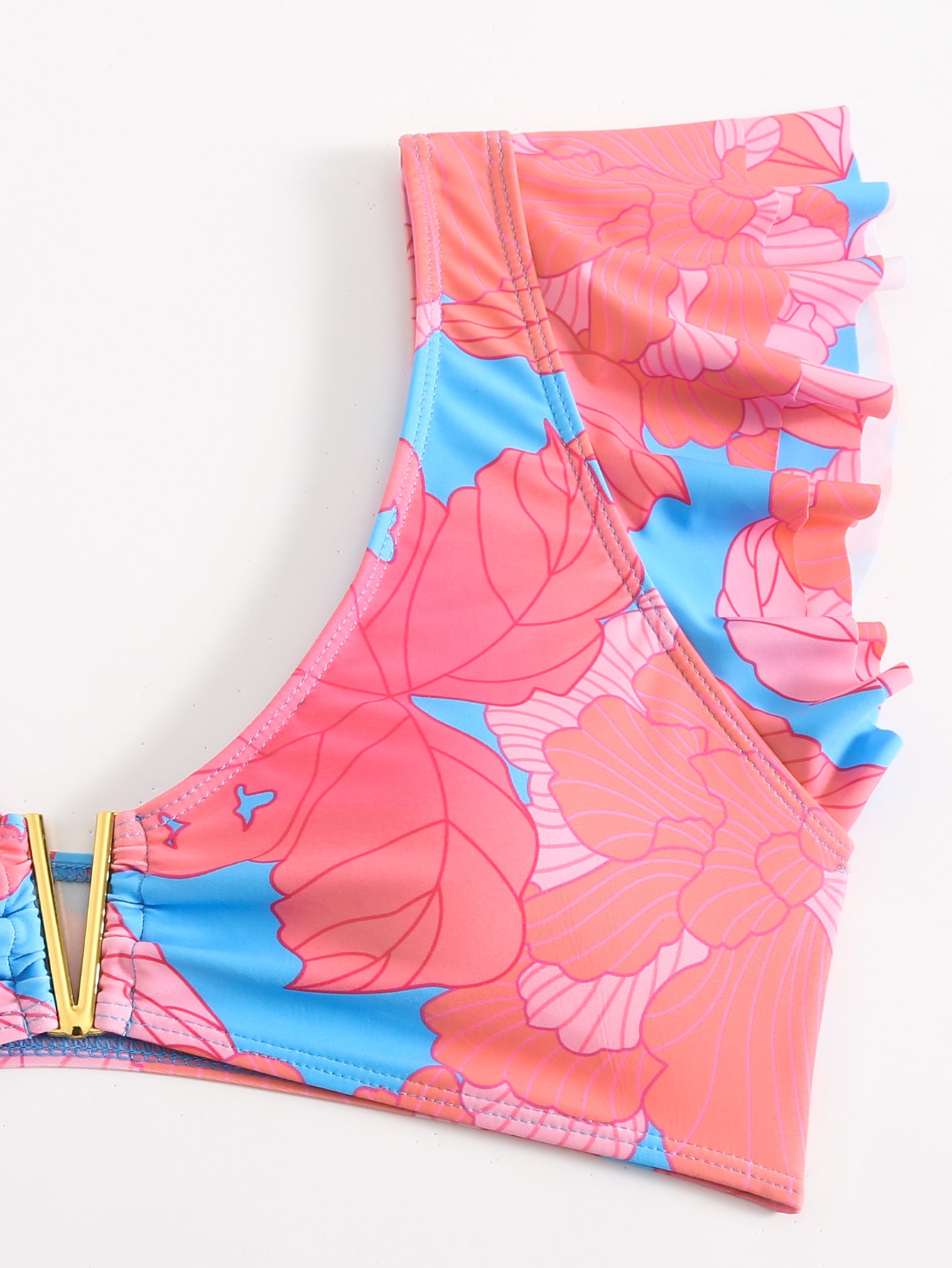 Bikini Digital Printed Three Piece Set Sunscreen Gauze Skirt Split Swimsuit for Women