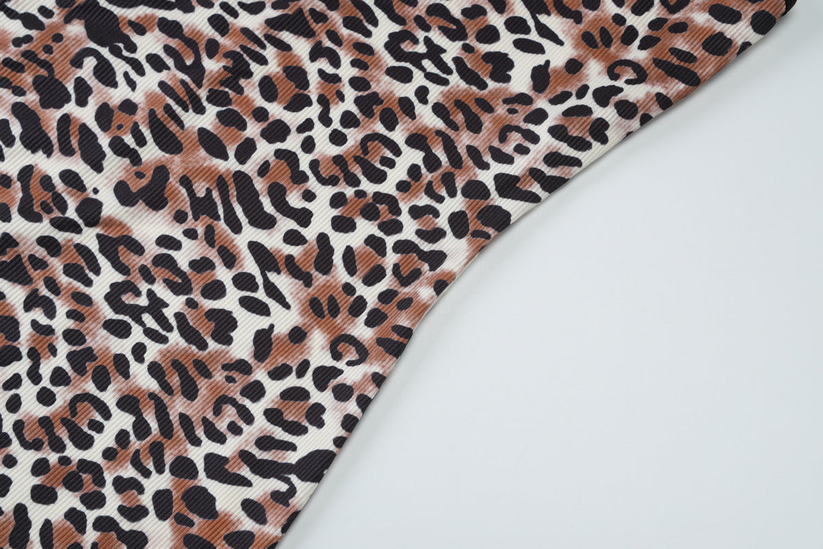 Women Clothing Summer Leopard Print Printed Sexy Sling Slim Sheath Jumpsuit