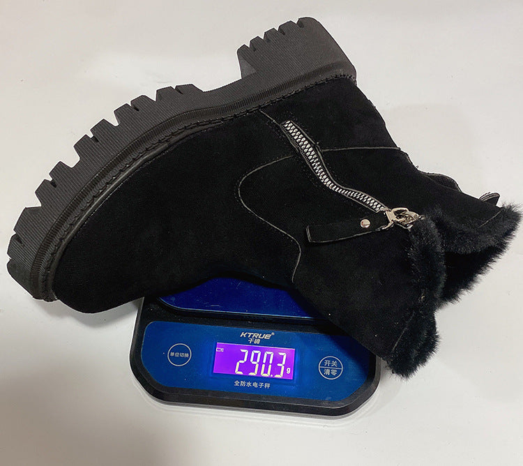 Snow Boots Women Trend Winter Mid Calf plus Velvet Thickening Thermal Cotton Shoes Faux Shearling Jacket Winter Women Boots