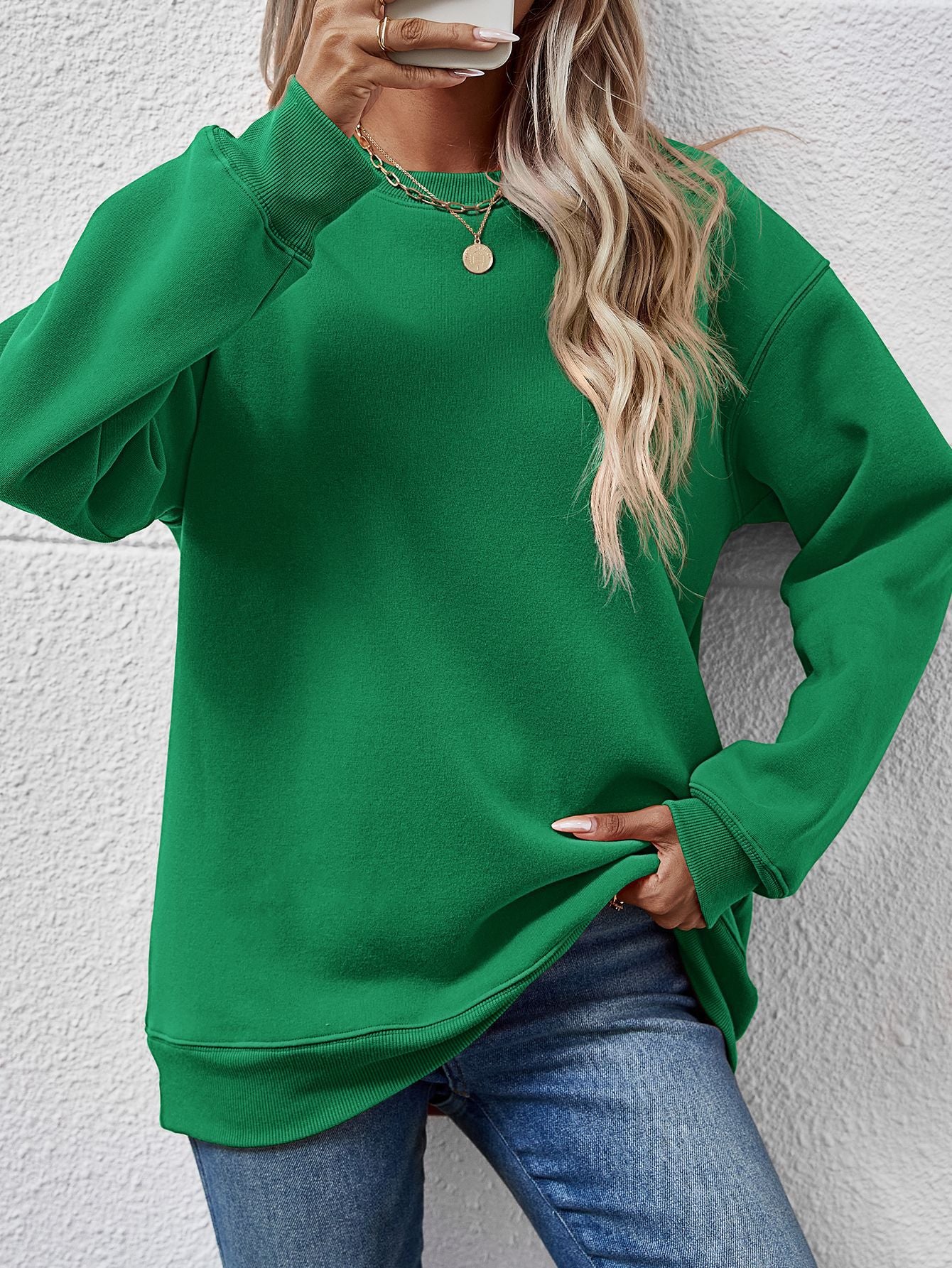 Autumn Winter Women Clothing Round Neck Long Sleeve Casual Loose Sweatshirt Women