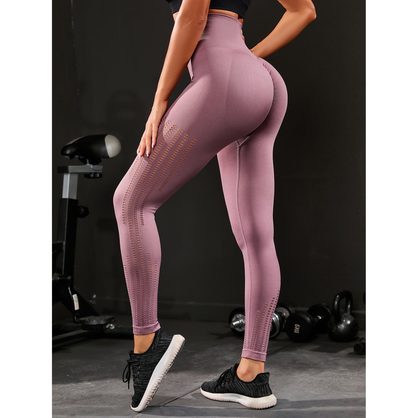 Seamless Knitted Sports Yoga Pants High Waist Breathable Peach Hip Tight Quick Drying Breathable Yoga Trousers