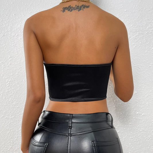 Glossy Tube Top Diamond-Shaped cropped Backless Wrapped Chest Vest Boning Corset Boning Corset Corset Bandana