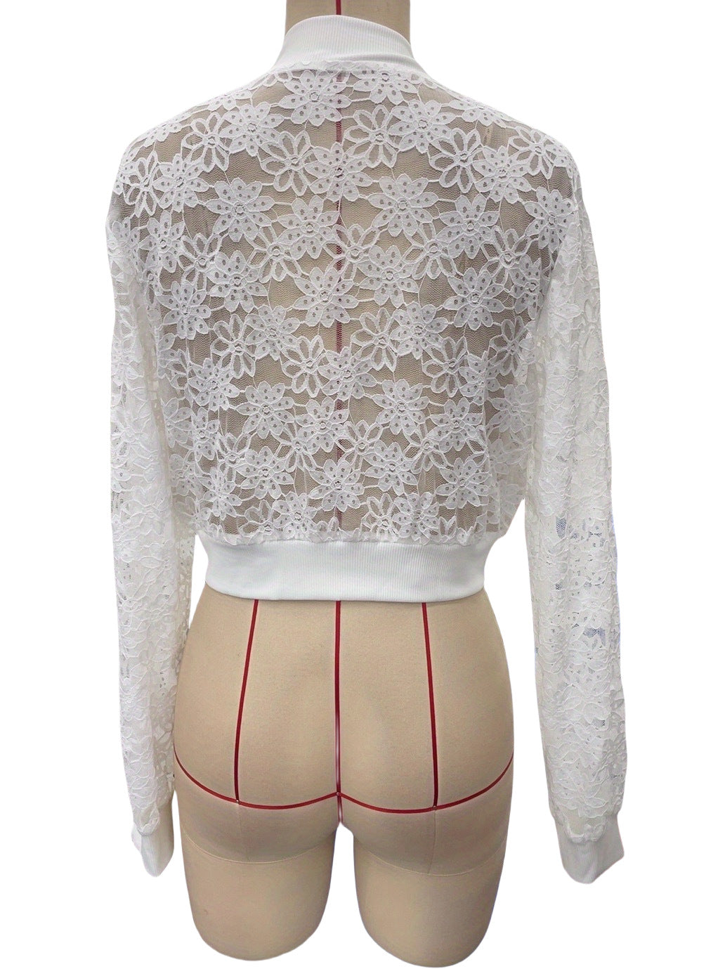 Ladies Floral Lace Hollow Out Cutout out Long Sleeve Jacket Women Coat