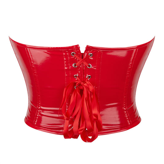 Women Leather Chest Support Sexy Bodybuilding Top