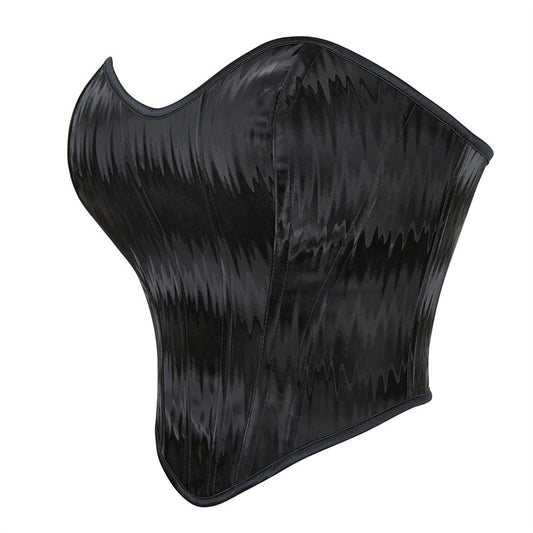 Black Wave Grain Plastic Bones Women Tube Top Breasts Support Push up Court Shaper