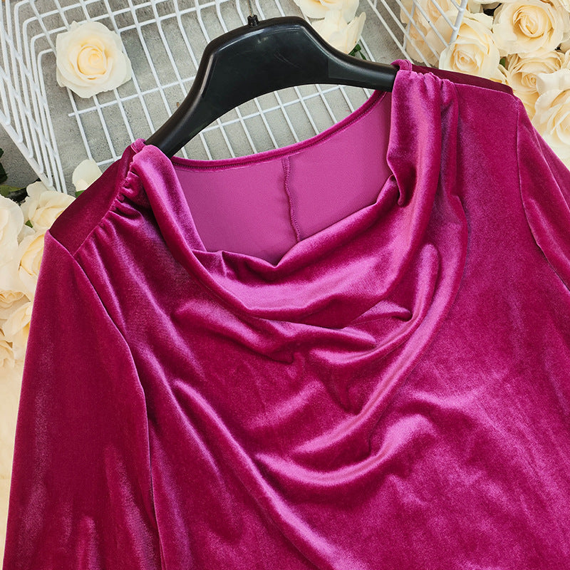 Autumn Solid Color Cool Long Sleeve Loose Korean Velvet Top