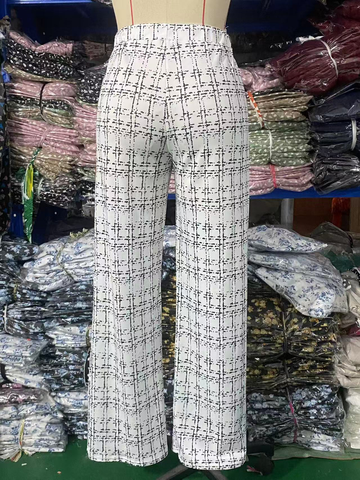 Women Plaid High Waist Straight Women Pants All Match Slimming Draped Casual Pants