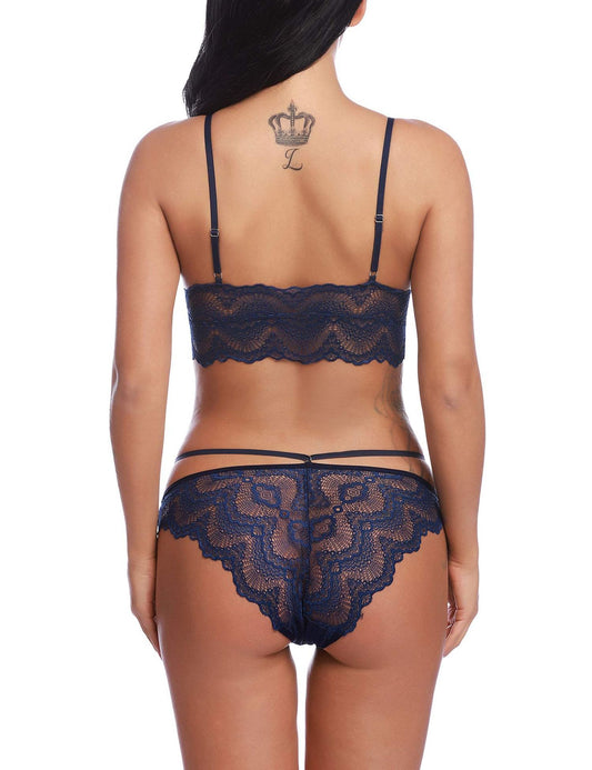 Women High Waist Sexy Lingerie Lace Bra Tight Pajamas Sexy Bra Panties Set