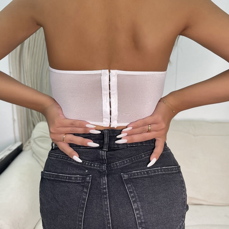 Black sexy Stitching Three-Dimensional Floral Steel Ring Wrapped Chest Slim Small Vest Female Boning Corset Boning Corset Corset