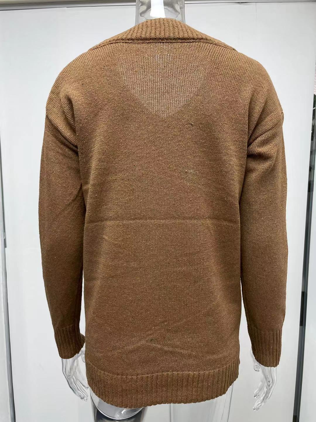 Women Autumn Winter Solid Color Sweater Women V neck Long Sleeve Pullover Sweater Top
