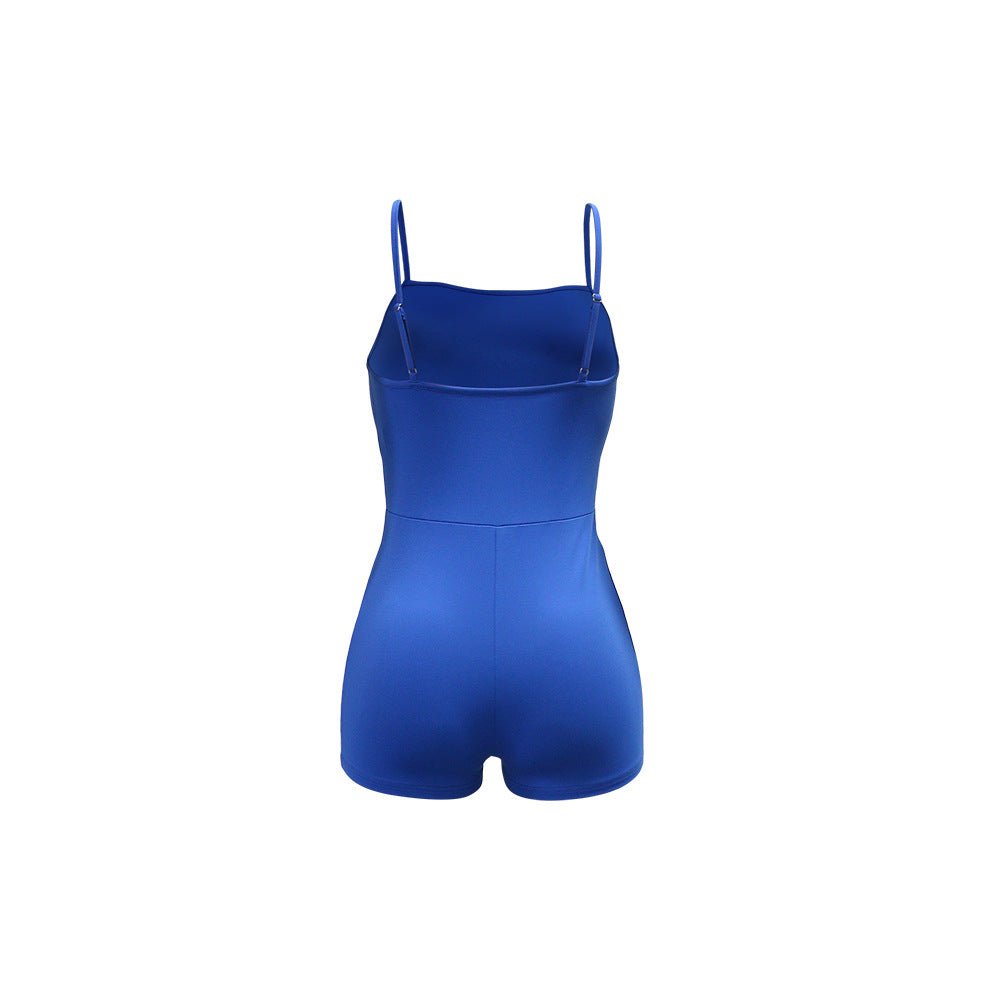 Summer Women Clothes Sexy Solid Color Tight Strap Jumpsuit