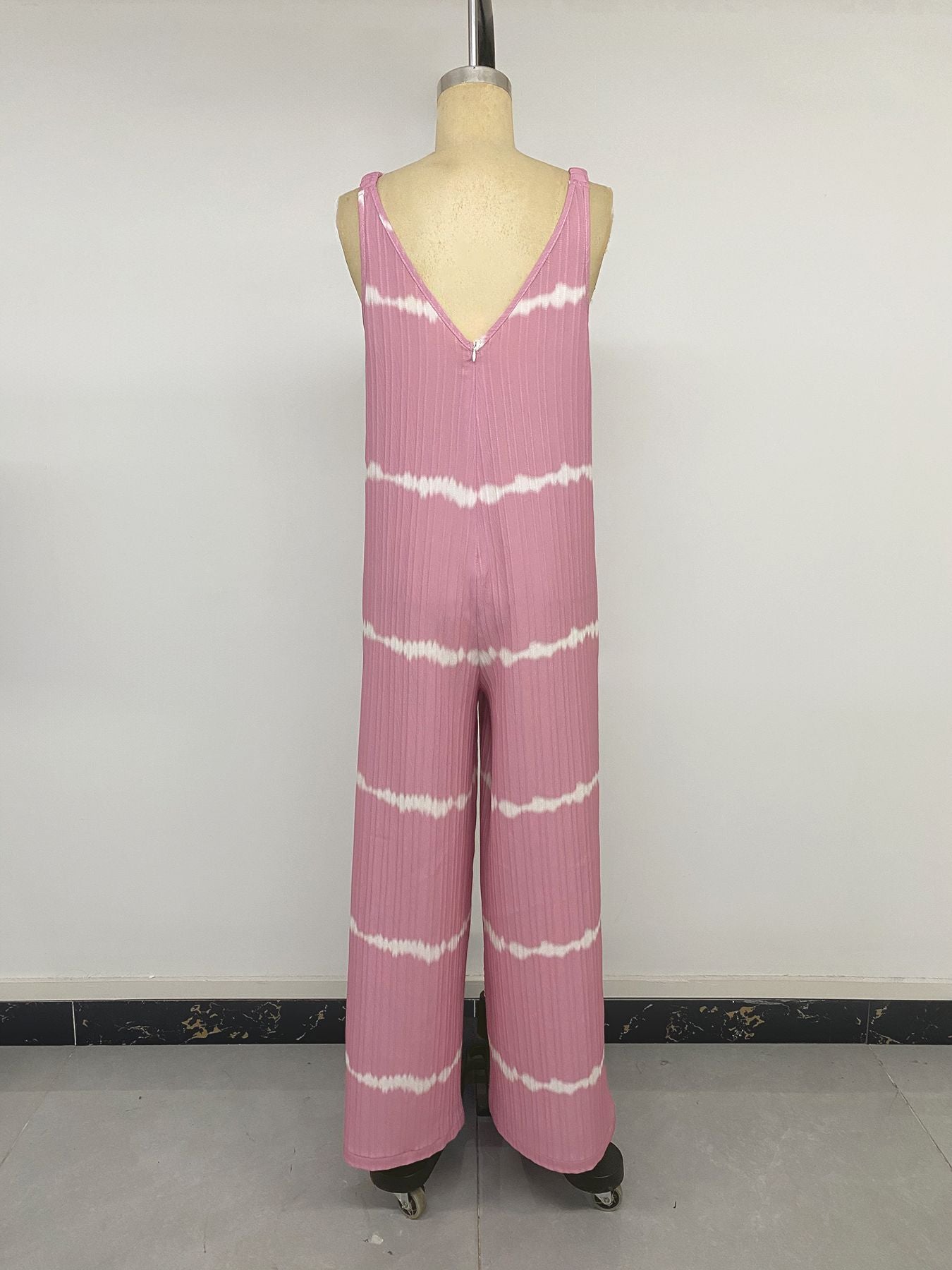 Summer Stripes Sling Jumpsuit Sleeveless Backless Zipper Jumpsuit Women