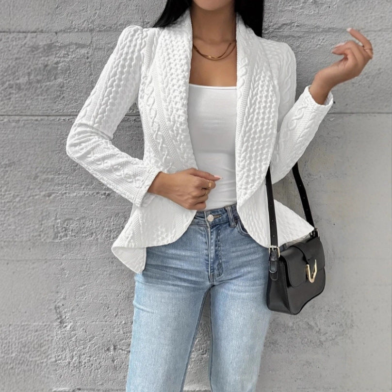 Autumn Winter Solid Color Cardigan Coat for Women