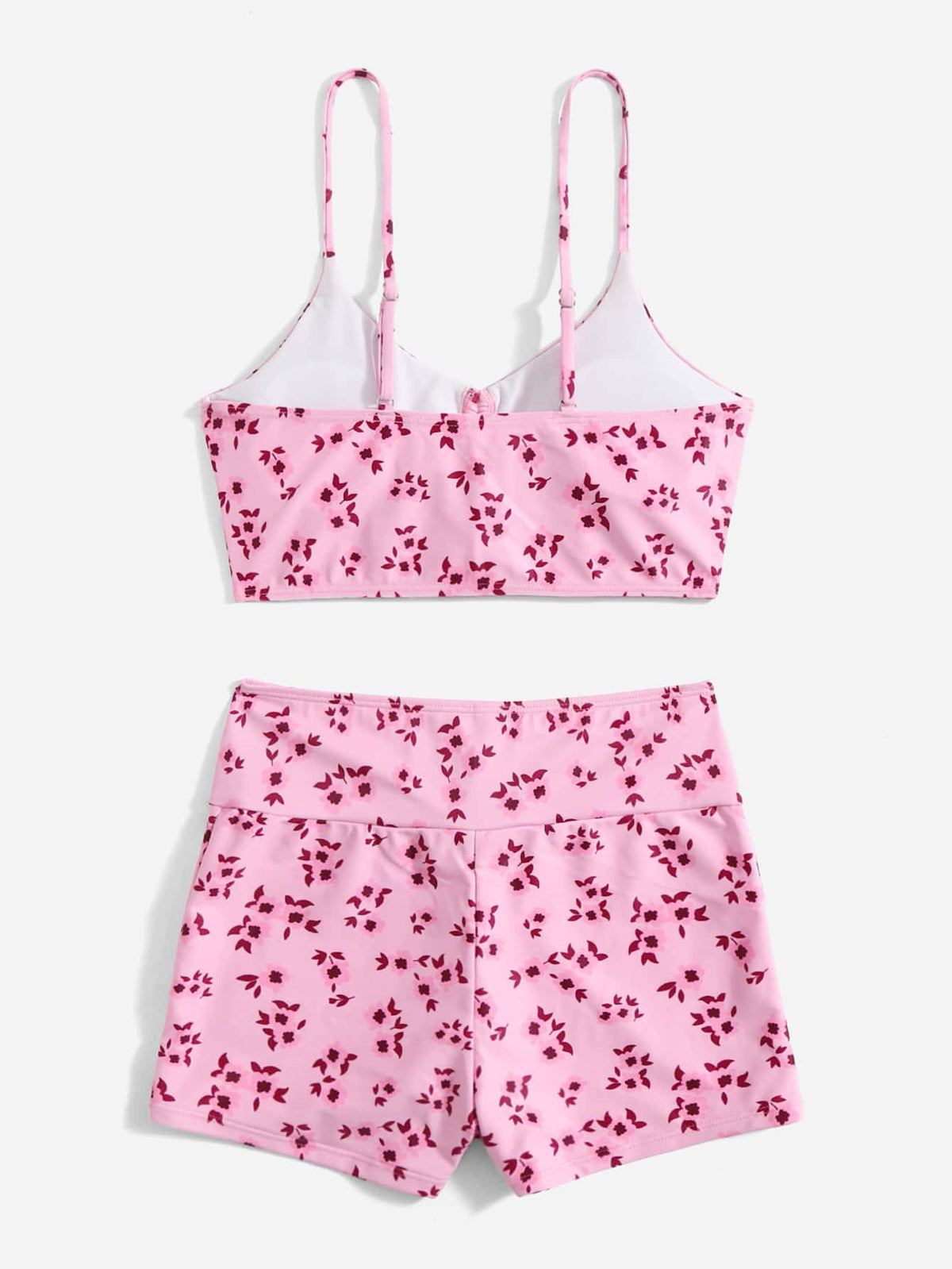 Swimsuit Women Split High Waist Boxer Floral Print Swimsuit