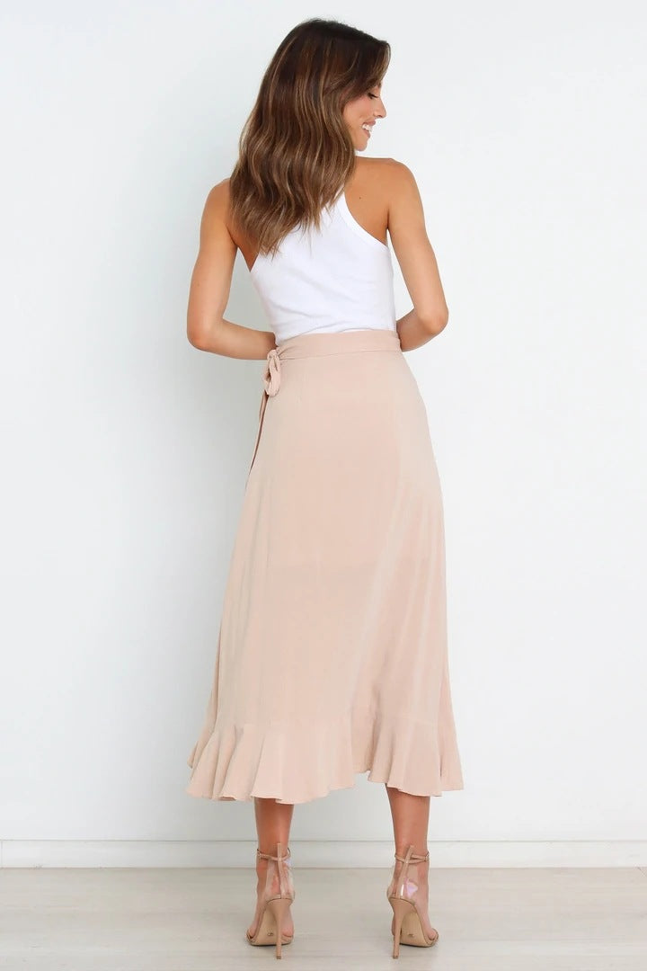 Summer Self-Tie Irregular Asymmetric Sheath Solid Skirt Women Clothing Skirt