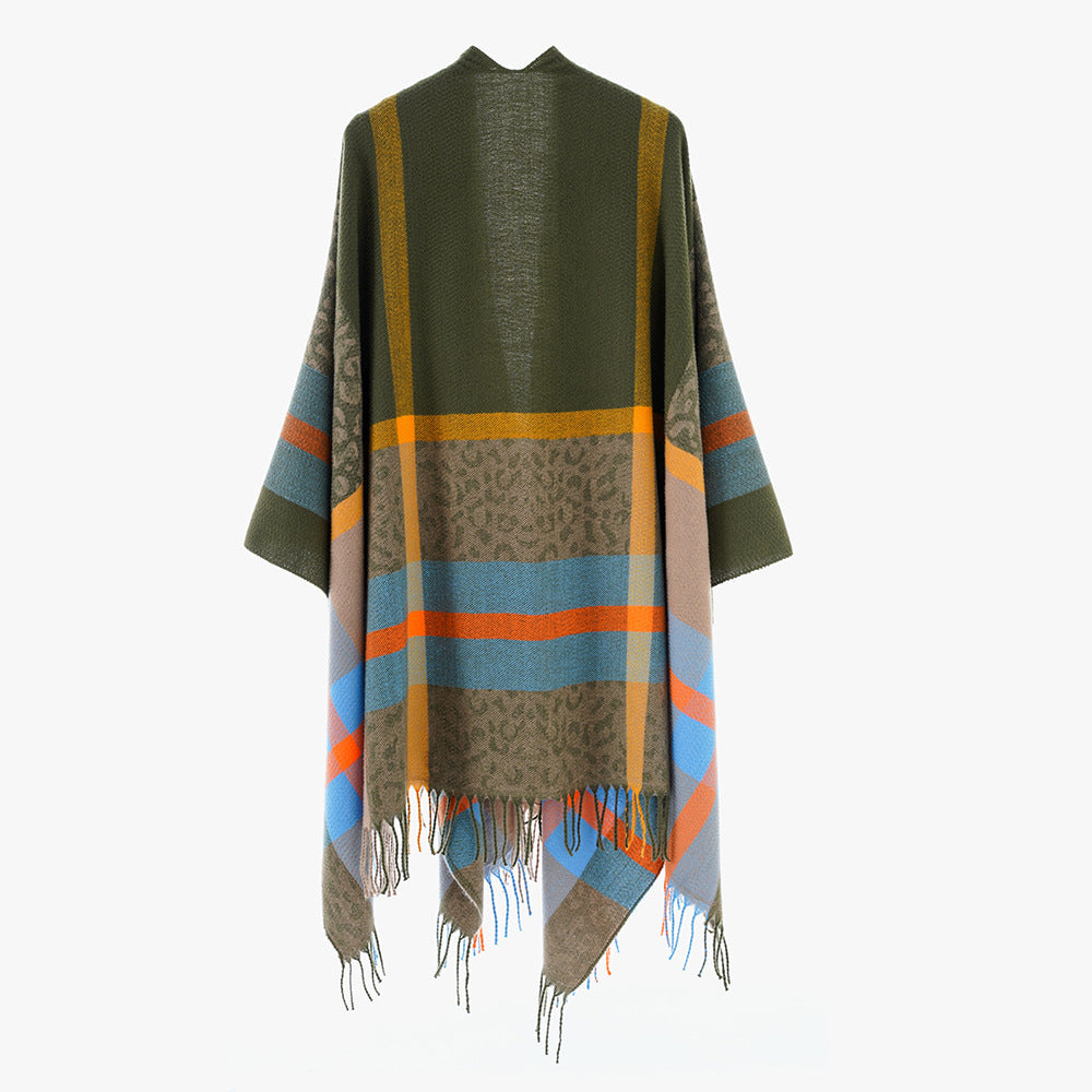 Arrival Shawl Women Plaid Shawl Cardigan Warm Tassel Outer Shawl