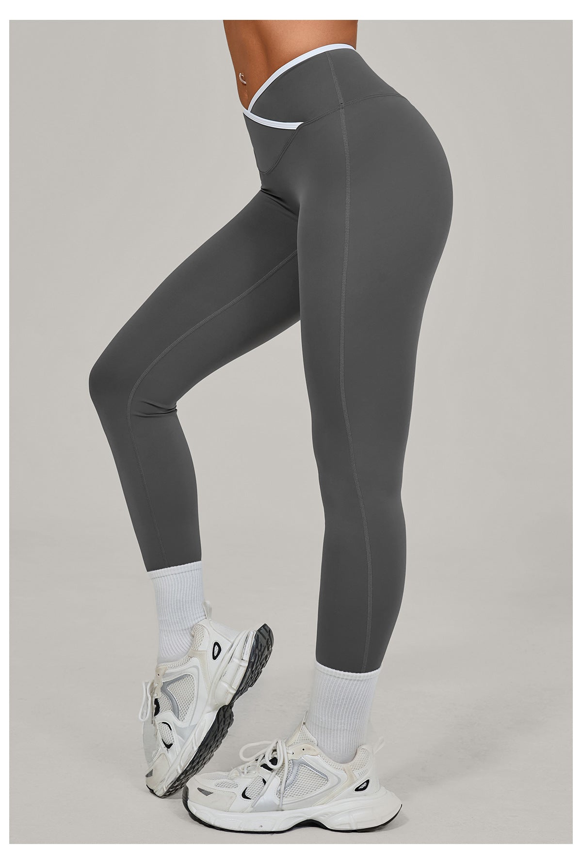 Nude Feel Skinny Yoga Pants Cross High Waist Contrast Color Tights Women Sports Running Fitness Pants