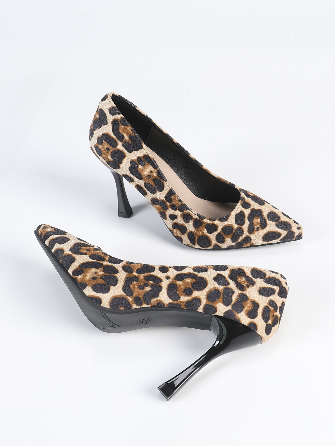 Leopard plus Size Leopard Pointed Stiletto Heel Catwalk Show High Heels Women Sexy Shoes Women