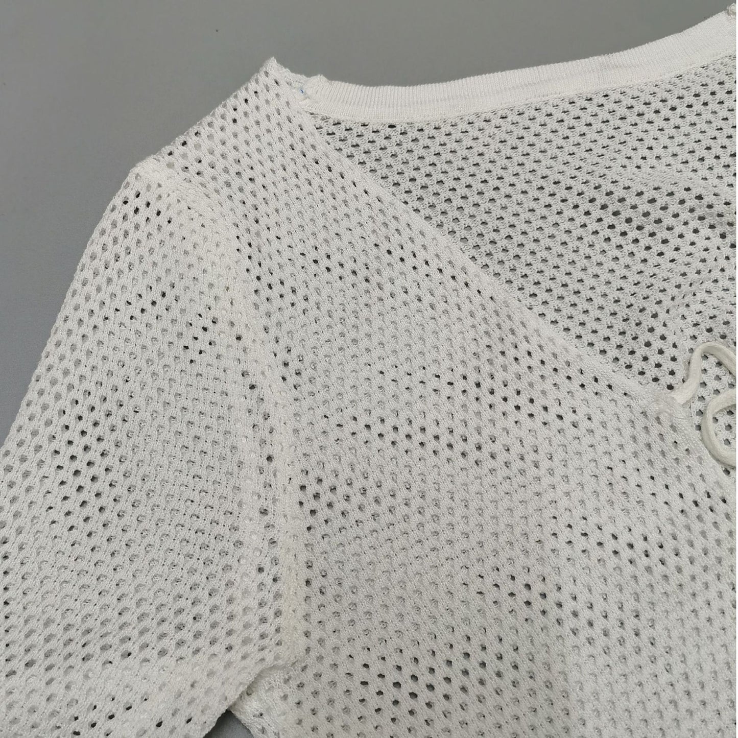 Sweater Cardigan Knitted U Collar Hollow Out Cutout Solid Color Bow Bandage Outer Wear Long Sleeve Women Top
