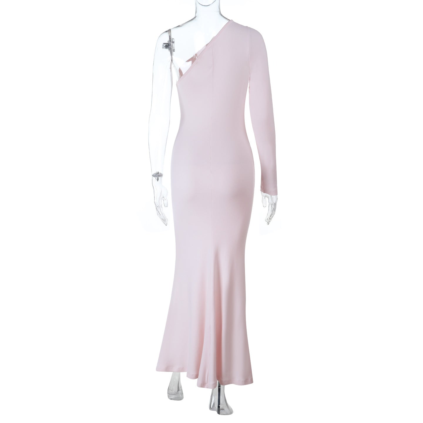 Evening Maxi Dress Sexy Waist Trimming Hollow Out Cutout out Single Sleeve Dress