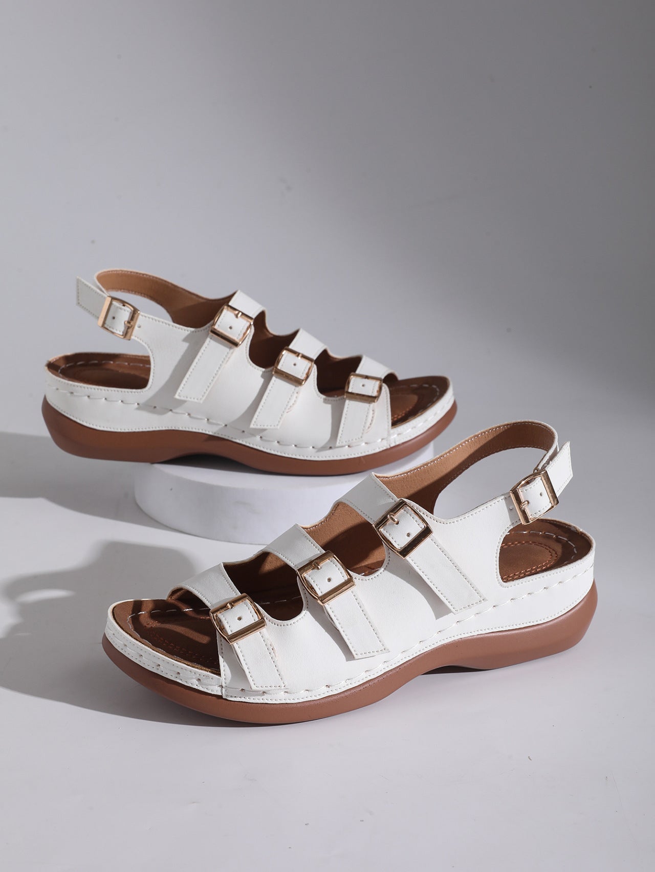 One Word Buckle Platform Sandals Women Buckle Open Toe Beach Sandals