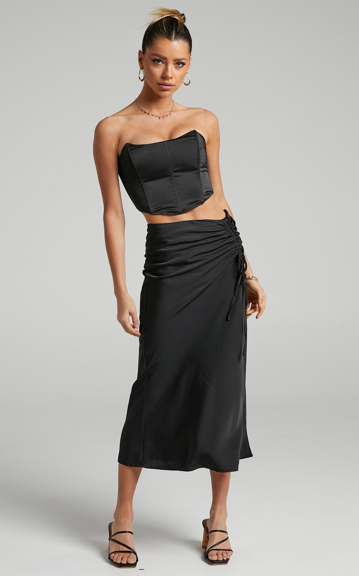 Pleating Satin Skirt Summer High Waist Slimming Zipper Long Skirt Sexy Hip Skirt Women Clothing