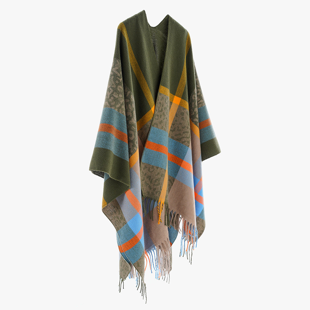 Arrival Shawl Women Plaid Shawl Cardigan Warm Tassel Outer Shawl