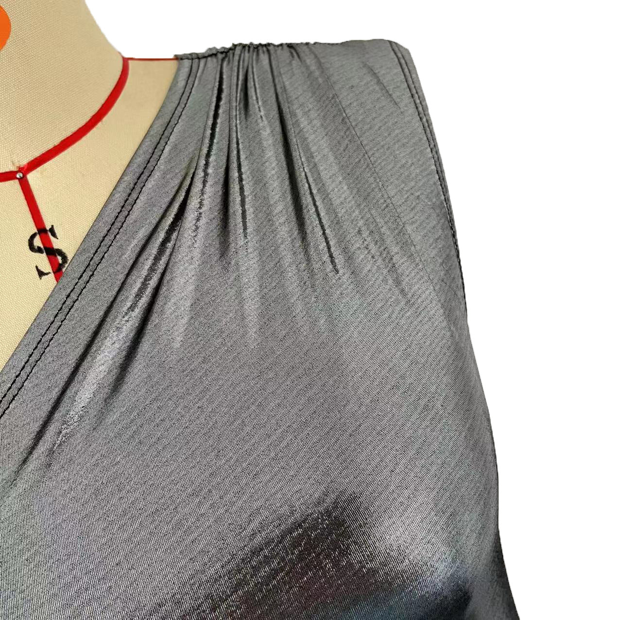 Women One Shoulder Asymmetric Metallic Sheath Sexy Night Club Sleeveless Dress