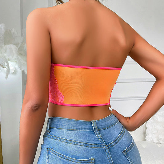 Pink Boning Corset Bra Sexy Top Steel Ring Boning Corset Tube Top Vest