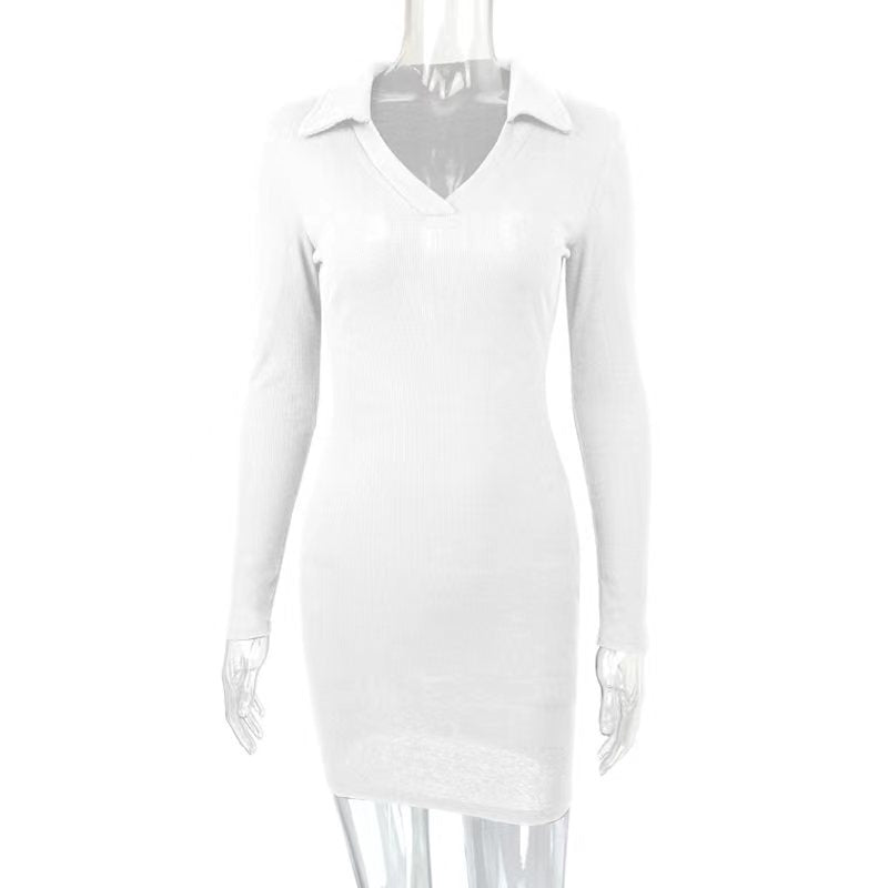 Sexy Tight Hip Autumn Winter Arrival Collared Thread Knitted Inner Match Bottoming Dress