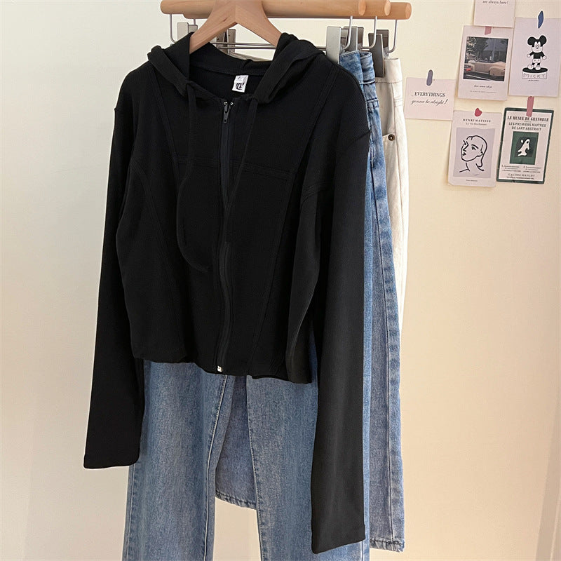 Autumn Winter Sweater Women Hooded Long Sleeve Short Cardigan Sexy Slim Fit Warm Jacket