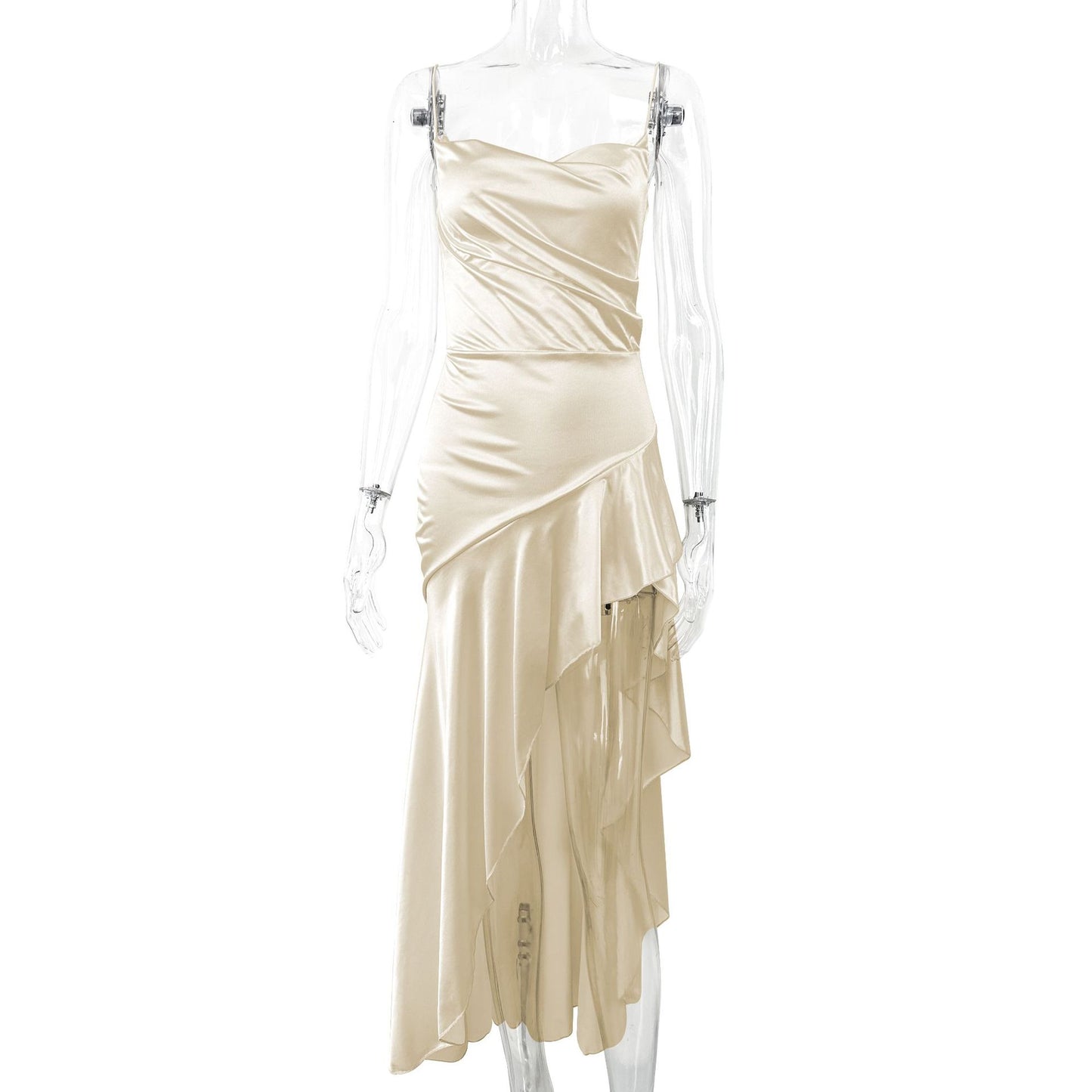 High Slit Spaghetti Straps Sleeveless Sexy Slim Fit Backless Dress Formal Dress