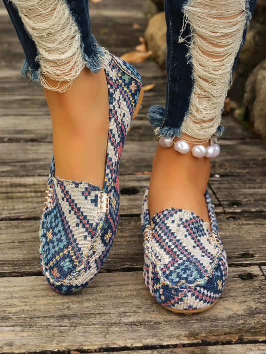 Arrival Color Matching Cloth Surface Lazy Flat Pumps Women Ethnic Low Cut Breathable Lazy Work Shoes