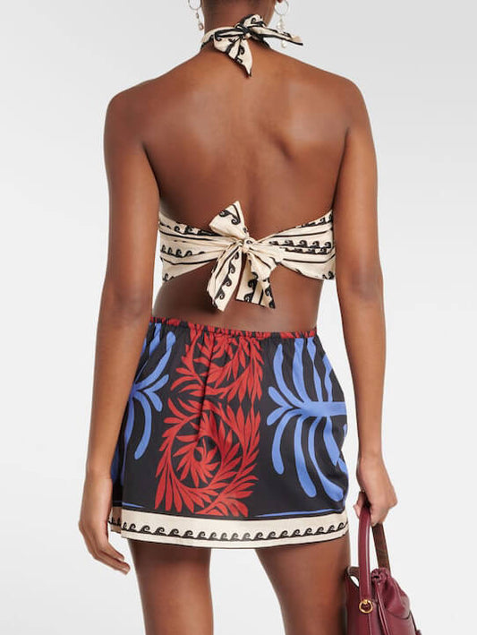 Summer Sexy Halter Positioning Print Holiday Beach Dress