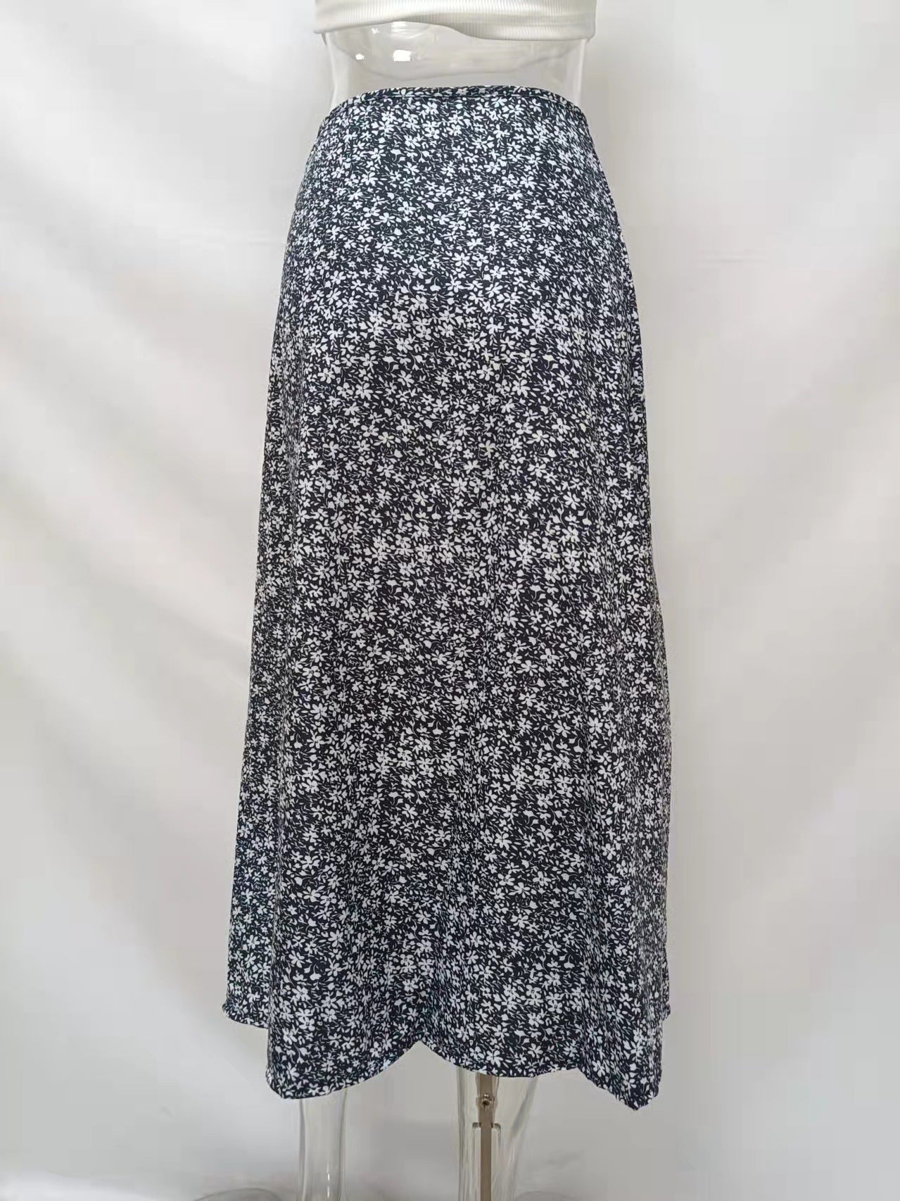 Summer Floral Skirt Split A- line Sheath Mid-Waist Skirt