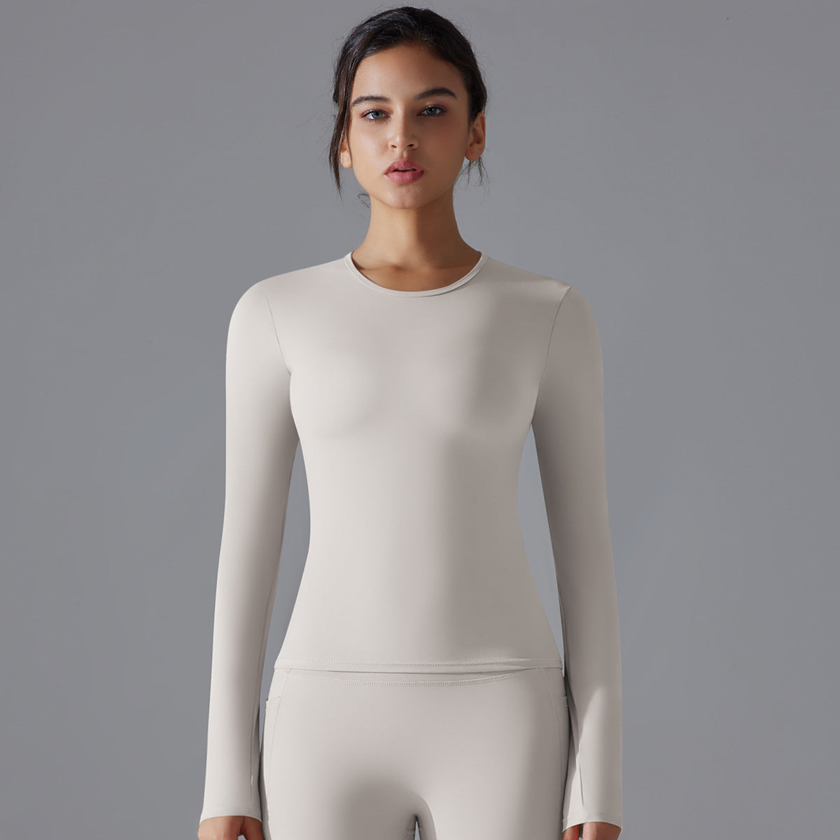 Spring Autumn Yoga Clothes Trendy Sports Push up Long Sleeve Solid Color Slim Fit Stretch Fitness Shaping Running Training Top Women