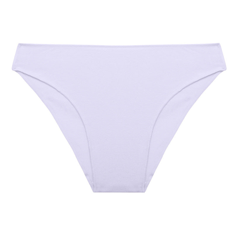 Women Briefs Basic Solid Color Cotton Underwear High Slit Comfortable T-Back