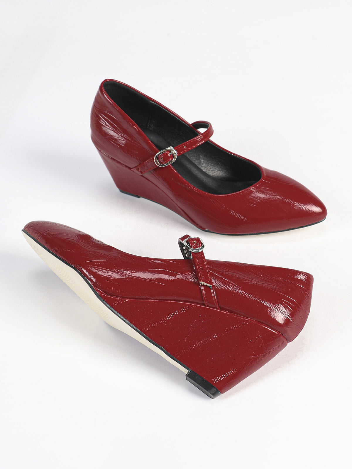 Pointed Wedge Height Increased by Platform Shoes Comfortable Platform High Heel Wedge Heels Party Dance Black