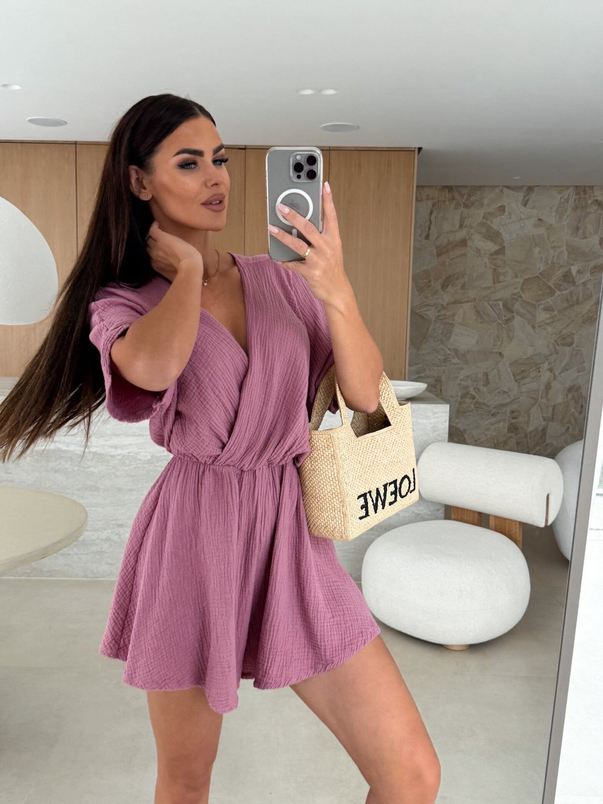 Summer V neck Waist Controlled Solid Color Shorts Jumpsuit for Women