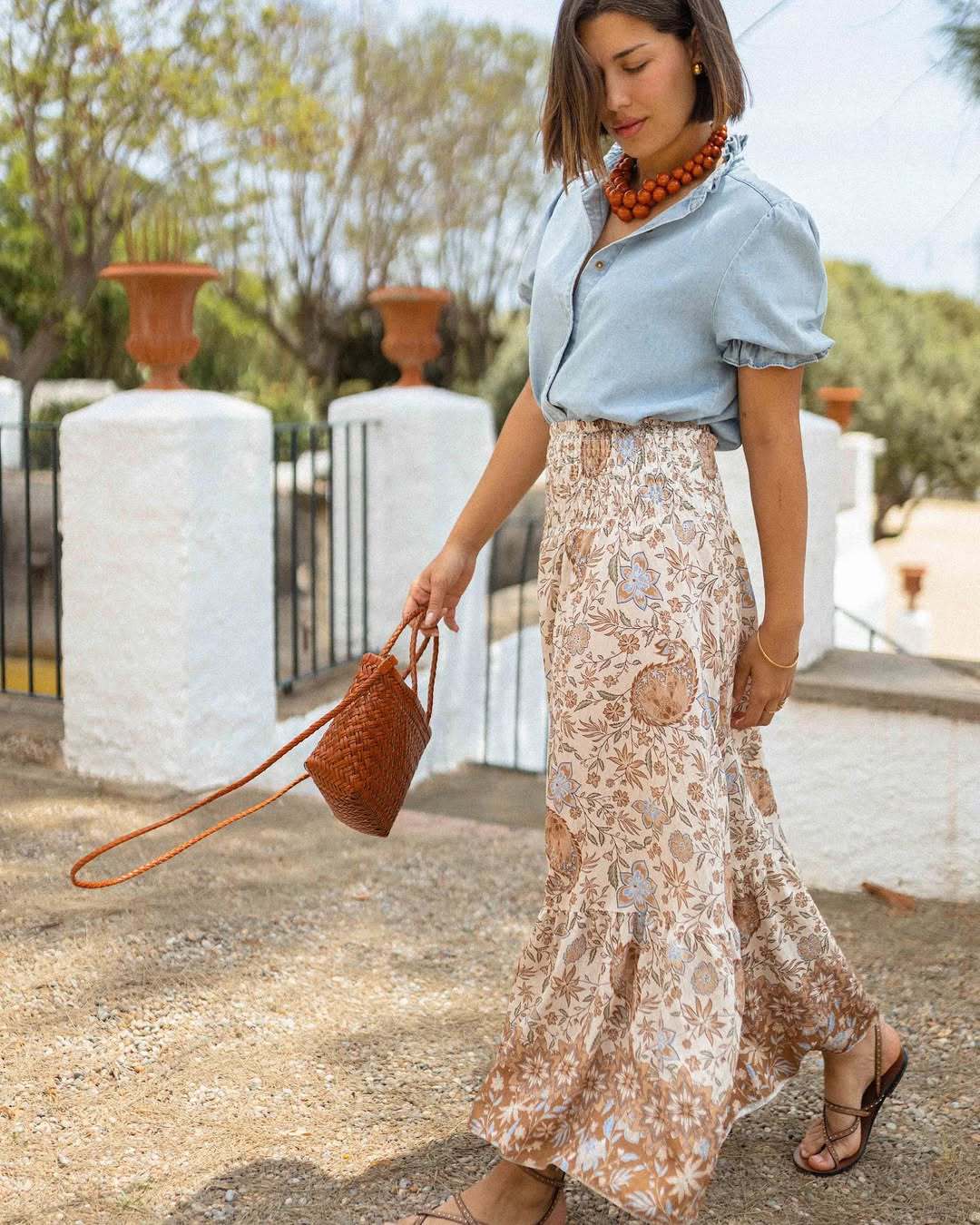 Summer Skirt Bohemian Print Holiday Big Hem Skirt Women