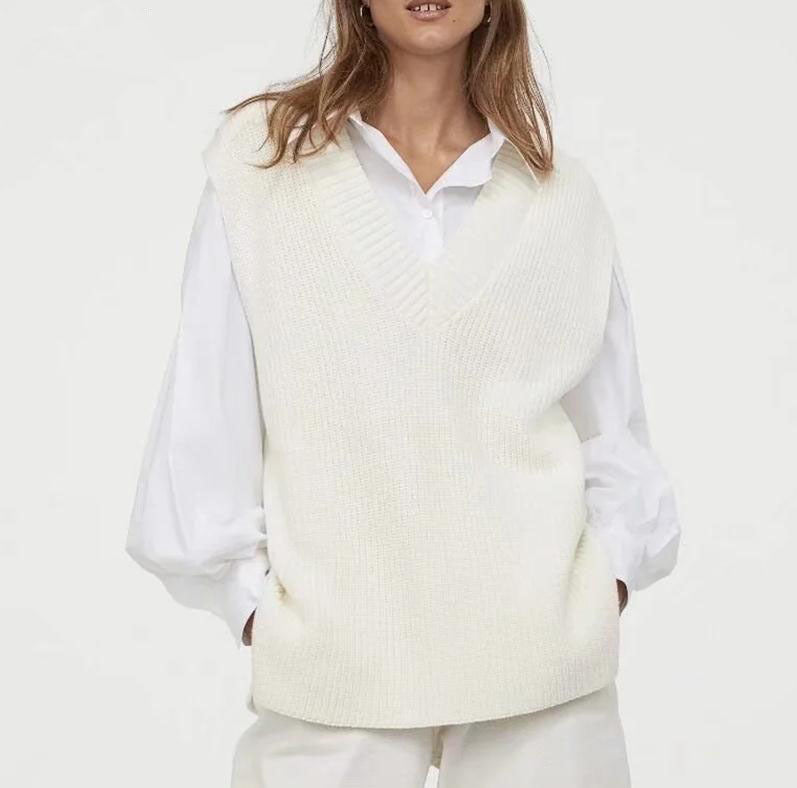 Autumn Winter Sweater V Neck Sexy Pullover Loose Sleeveless Vest Sweater